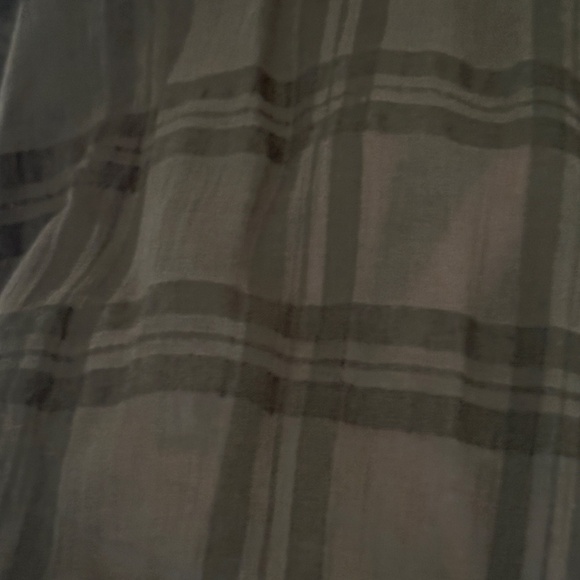 Brand New Express WindowPane Semi-Sheer Cropped Blouse XL Green Fall - Picture 2 of 8